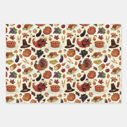 Retro-Erntedank Geschenkpapier Set (Vorderseite 2)