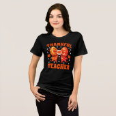 Retro Erntedank Lehrerin Coquette Bow Tri-Blend Shirt (Vorderseite voll)