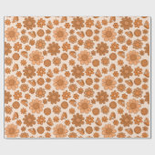 Retro Erntedank Pumpkin Pie und Herbst Blume Geschenkpapier (Flach)