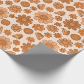 Retro Erntedank Pumpkin Pie und Herbst Blume Geschenkpapier (Ecke)