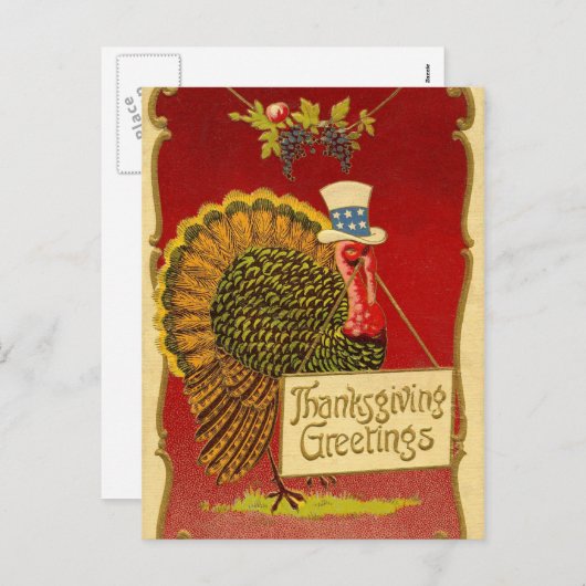 Retro Erntedank Türkei Feiertagspostkarte (Vorne/Hinten)