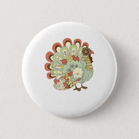 Retro Erntedank Türkei - Vintage Blume Button (Vorderseite)