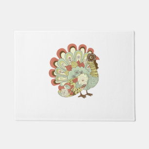 Retro Erntedank Türkei - Vintage Blume Fußmatte