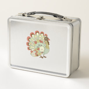 Retro Erntedank Türkei - Vintage Blume Metall Brotdose