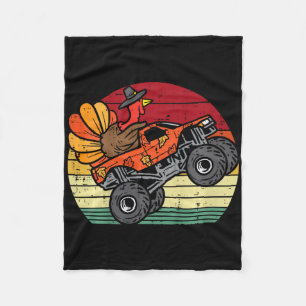 Retro-Erntedankfest-Junge mit Monstertruck und Tru Fleecedecke