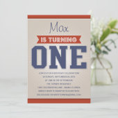 RETRO ERSTE GEBURTSTAGS-EINLADUNG DES EINLADUNG (Stehend Vorderseite)