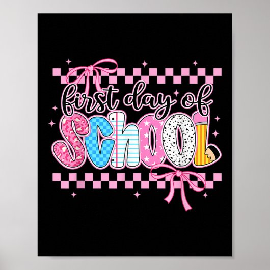 Retro Erster Schultag Schleife Lehrer Schüler Rück Poster (Vorne)