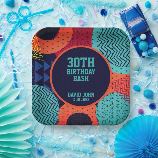 Retro Erwachsene 1080er Jahre Geburtstag Pappteller (Party)