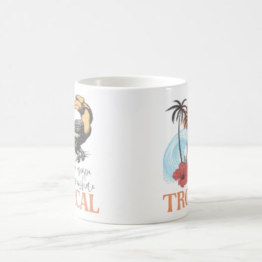 Retro "Escape where Tropical Coffee Tasse" Kaffeetasse (Mittel)