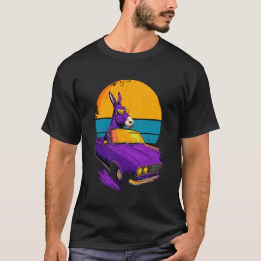 Retro-Esel-Reit-Mustang T-Shirt (Vorderseite)
