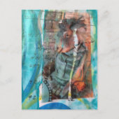 Retro Esel Unique Mixed Media Collage Postkarte (Vorderseite)