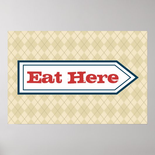 Retro-Ess hier-Schild Poster (Vorne)