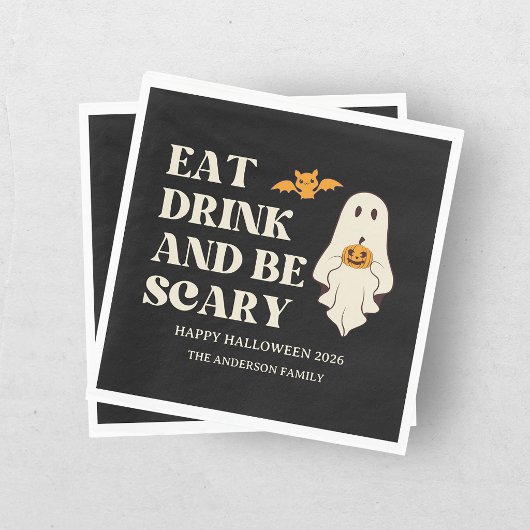 Retro essen Drink & Be Scarry Spooky Halloween Serviette