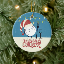 Retro essen Drink zu fröhlichen Abendessen Teller  Keramik Ornament