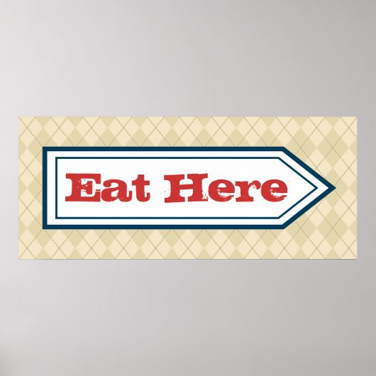 Retro essen Here Sign Poster (Vorne)