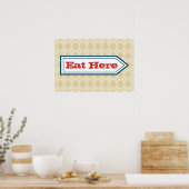 Retro essen Here Sign Poster (Küche)
