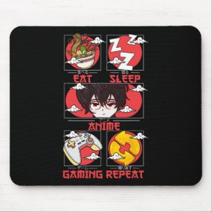 Retro Essen Schlaf Anime Gaming Wiederholen Kawaii Mousepad