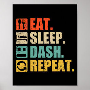 Retro Essen Schlaf Dash Wiederholen Videospiel Poster