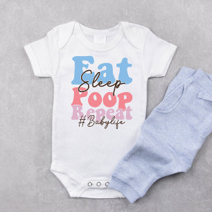 Retro Essen Schlaf Kackend Wiederholung Baby Bodys Strampler