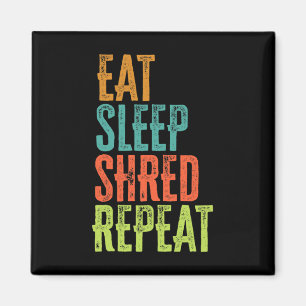 Retro essen Sleep Shred Wiederholung Snowboarden S Magnet