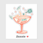 Retro essen, trinken und Meren Pickleball Weihnach Aufkleber (Blatt)