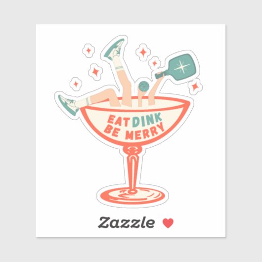 Retro essen, trinken und Meren Pickleball Weihnach Aufkleber (Blatt)