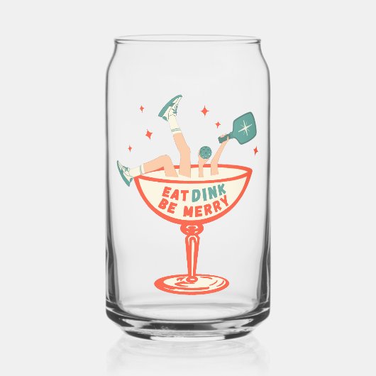 Retro essen, trinken und Meren Pickleball Weihnach Dosenglas (Vorderseite)