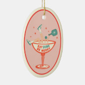 Retro essen, trinken und Meren Pickleball Weihnach Keramik Ornament (Rechts)