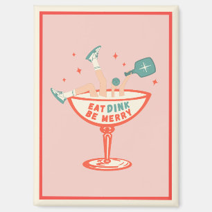 Retro essen, trinken und Meren Pickleball Weihnach Magnet