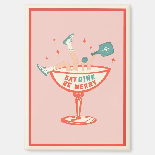 Retro essen, trinken und Meren Pickleball Weihnach Magnet (Vorderseite)