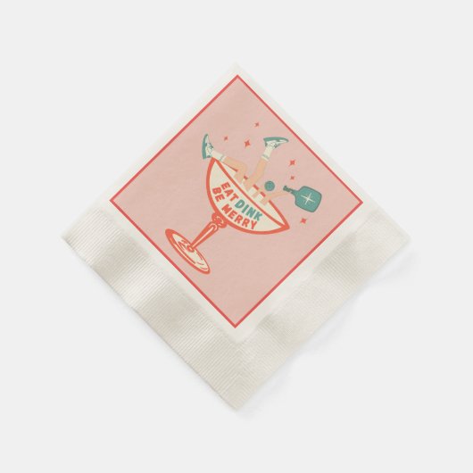 Retro essen, trinken und Meren Pickleball Weihnach Serviette (Ecke)