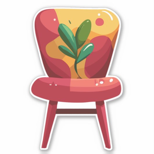 Retro-Essensstuhl Aufkleber (Vorderseite)