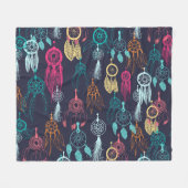 Retro Ethnic Doodle: Dreamcatcher Collection Fleecedecke (Vorderseite (Horizontal))