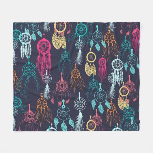 Retro Ethnic Doodle: Dreamcatcher Collection Fleecedecke (Vorderseite (Horizontal))
