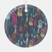 Retro Ethnic Doodle: Dreamcatcher Collection Ornament Aus Glas (Vorderseite)