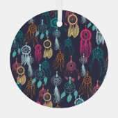 Retro Ethnic Doodle: Dreamcatcher Collection Ornament Aus Glas (Rückseite)