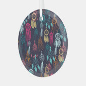 Retro Ethnic Doodle: Dreamcatcher Collection Ornament Aus Glas (Vorderseite links)