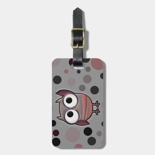 Retro Eule Gepäckanhänger (Vorderseite vertikal)