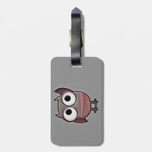 Retro Eule Gepäckanhänger (Rückseite vertikal)