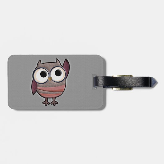 Retro Eule Gepäckanhänger (Rückseite horizontal)