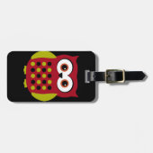 Retro Eule im Rot Gepäckanhänger (Vorderseite horizontal)