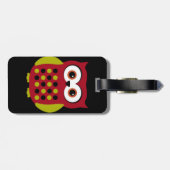 Retro Eule im Rot Gepäckanhänger (Rückseite horizontal)