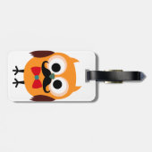 Retro Eule mit dem Gepäckanhänger (Rückseite horizontal)