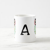 Retro Eule mit Schnurrbart-Monogramm Kaffeetasse (Mittel)