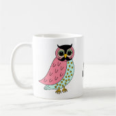 Retro Eule mit Schnurrbart-Monogramm Kaffeetasse (Links)
