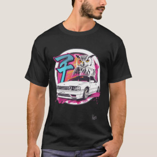 Retro-Eule und Auto-Design-Familiengeschenk T-Shirt