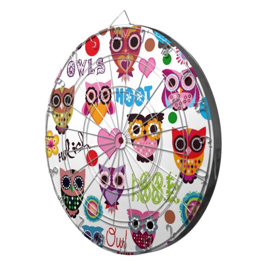 Retro Eulen Dartscheibe (Vorderseite rechts)