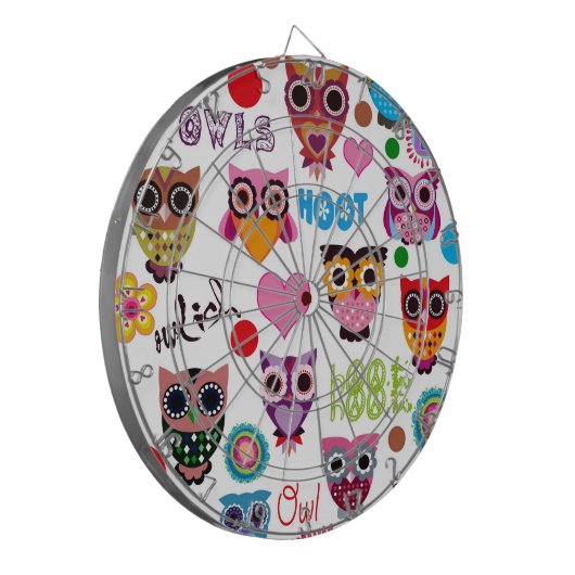 Retro Eulen Dartscheibe (Vorderseite Links)