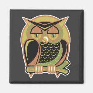Retro-Eulen-Design Magnet