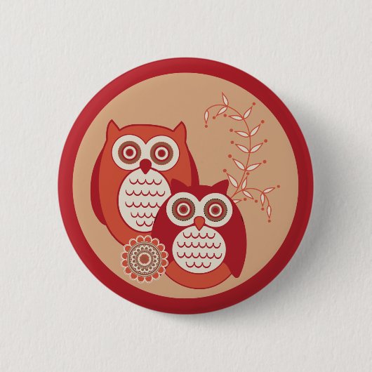 Retro Eulen-Knopf Button (Vorderseite)